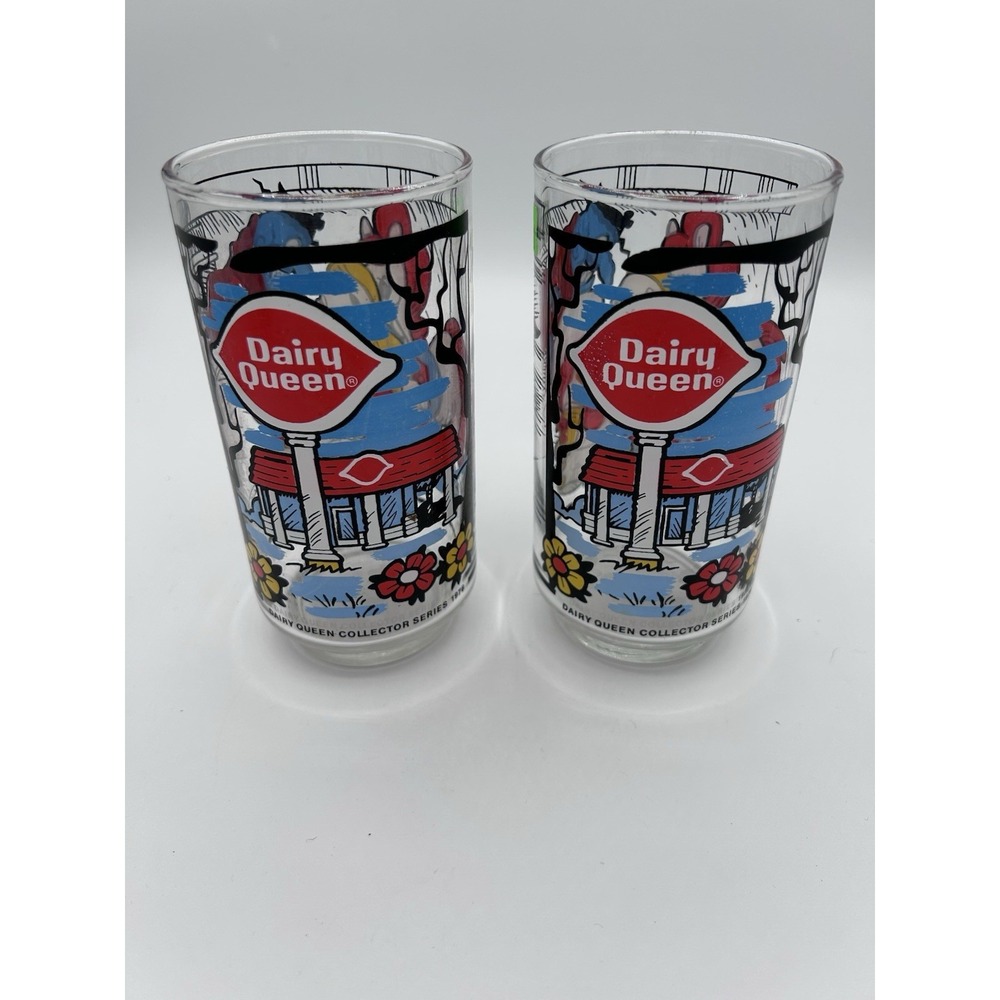 Vintage 1976 Dairy Queen Collectible Promotional Drinking Glasses Lot Of 2